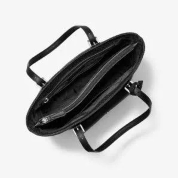 MICHAEL KORS Jet Set Medium Logo Pocket Tote Bag Black - Picture 2 of 16